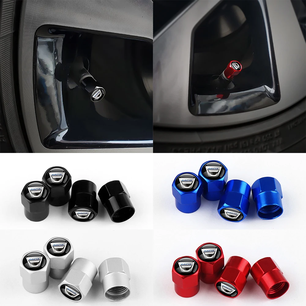 

4Pcs Car Accessories Aluminum Metal Tire Valve Cap Dust Caps Decoration For Dacia Duster Logan MCV Sandero Stepway Dokker Lodgy
