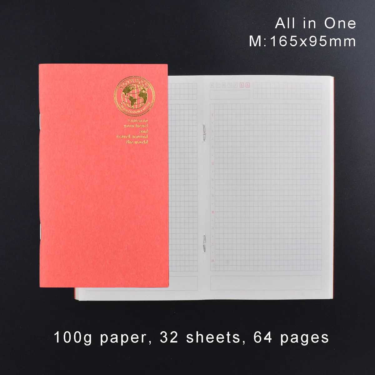 M All in One Кожаная записная книжка, Сменная вставка для ежемесячного паспорта, дневник планировщик, крафт-бумага, блокнот для путешествий, ежедневный Еженедельный - Цвет: M All in One