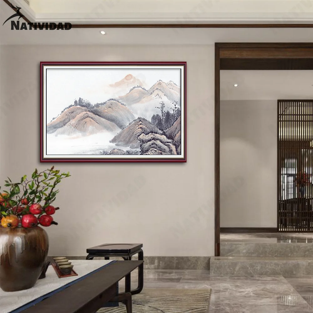 

Chinese Traditional Classical Landscape Painting Canvas Canvas Print Living Room Landscape Wall Painting Poster Home Decoration