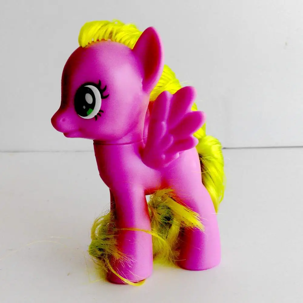 8 см милый ребенок пони пвх w/грива цветок пожелания маленькие фигурки лошадей