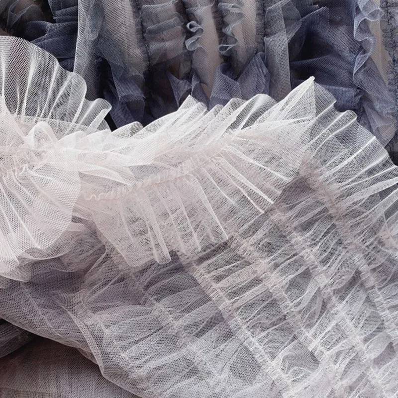 

Mixed Colors Ankle-Length Skirt Womens Elegant Dropped Gradient Mesh Lotus Leaf Cake Skirt Office Lady Straight Skirt