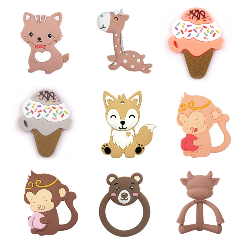 Детские Силиконовые Прорезыватели в виде животных собаки динозавра коала