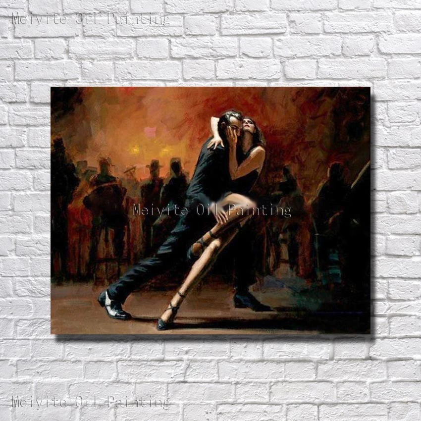 

No Framed Hand Painted Lovers Dancing Tango Wall Picture Art Nice Portrait Art Modern Art for Women Men Kids Room Wall Hanging
