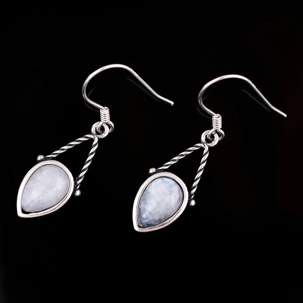Фото Серьги-подвески из серебра 925 пробы в форме груши 6x9 №4