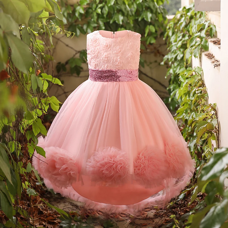 Детское вечернее платье для принцессы с узором в виде цветочков девочек на день