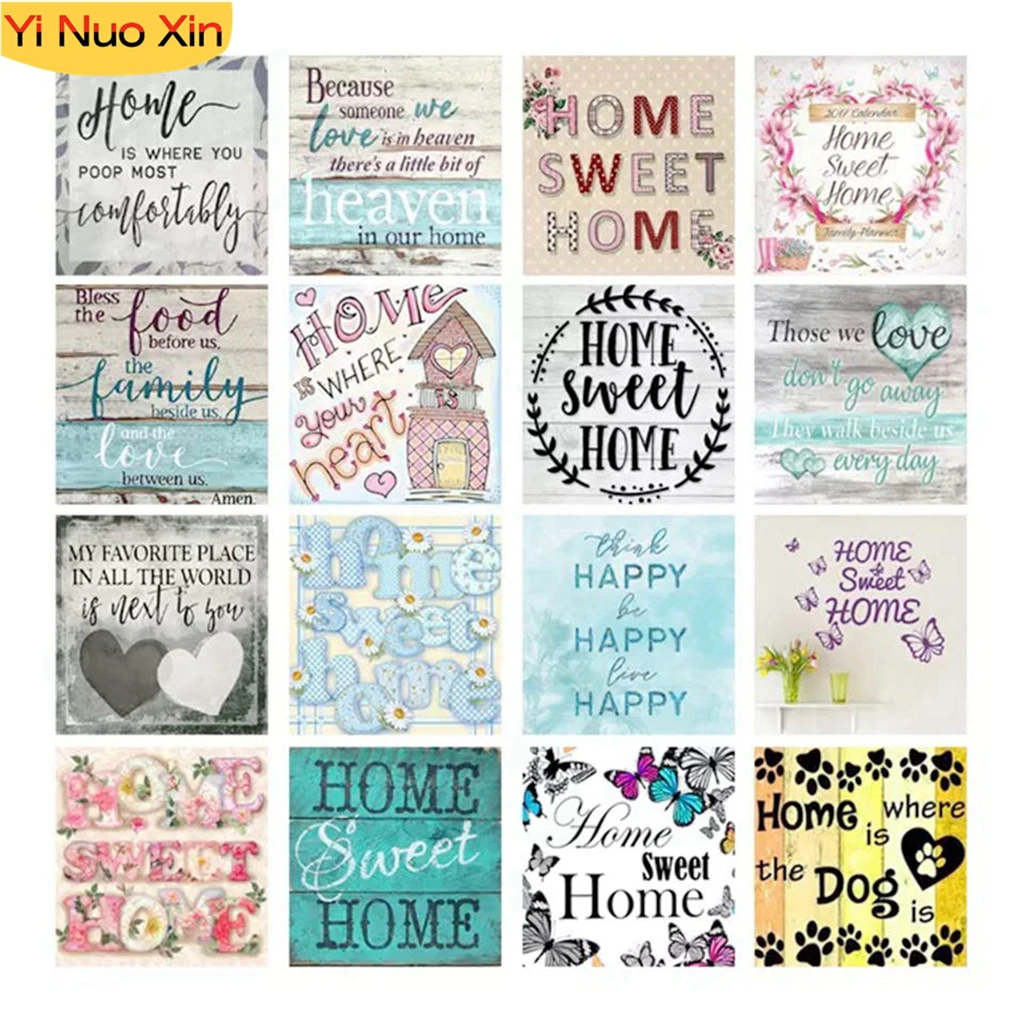 

YNX Alphabet Embroidery Cross Stitch Full Square Diamond Painting DIY Crystal Home Decor Rhinestone Mosaic Complete Kit Gift 5D