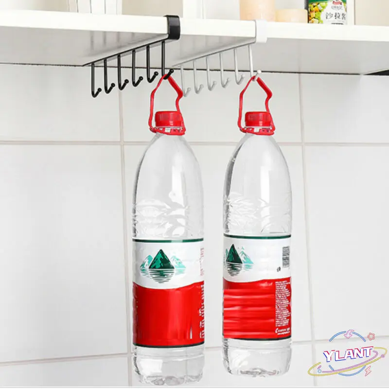 

SWT Kitchen Organiser Hanging Rack Holder 2021 New Hot Fashion 6 Hooks Metal Under Shelf Mug Cup Cupboard