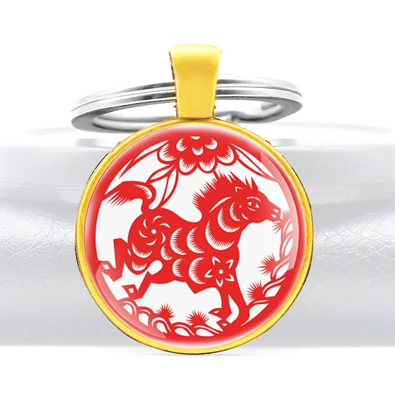 Кольцо для ключей в этническом китайском стиле с изображением лошади | Украшения