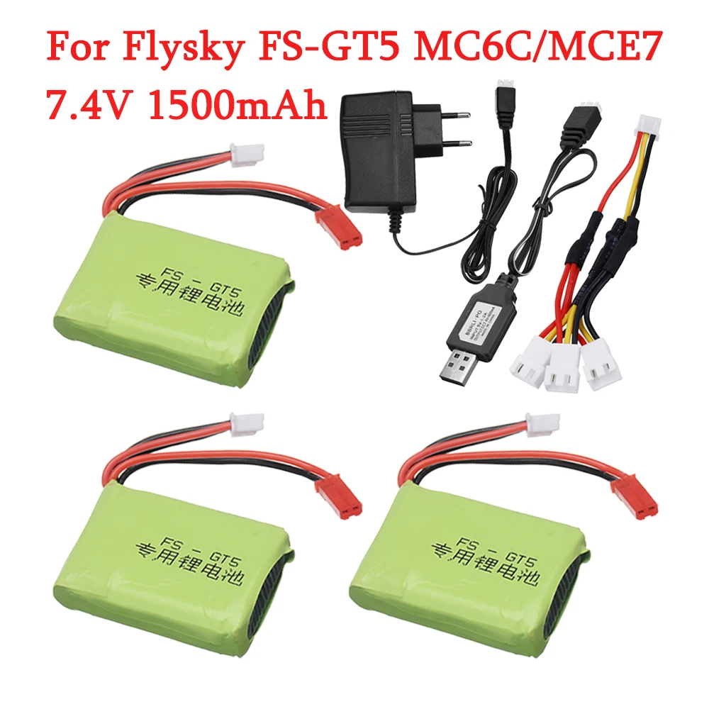 

Аккумулятор Lipo 7,4 В, 1500 мА · ч, для Flysky FS-GT5, MC6C/MCE7, 2,4G, 6 каналов, передатчик, 7,4 В, аккумулятор для радиоуправляемых автомобилей, лодок, вертолетов, игрушек, запчасти