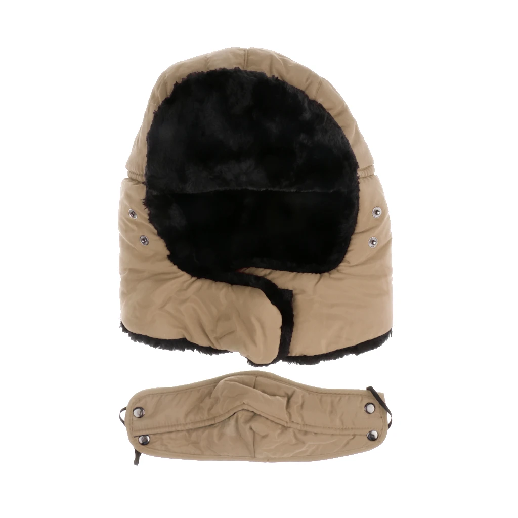 

Mens Ladies Trapper Plain Russian Winter Warm Hat Cap With Mask