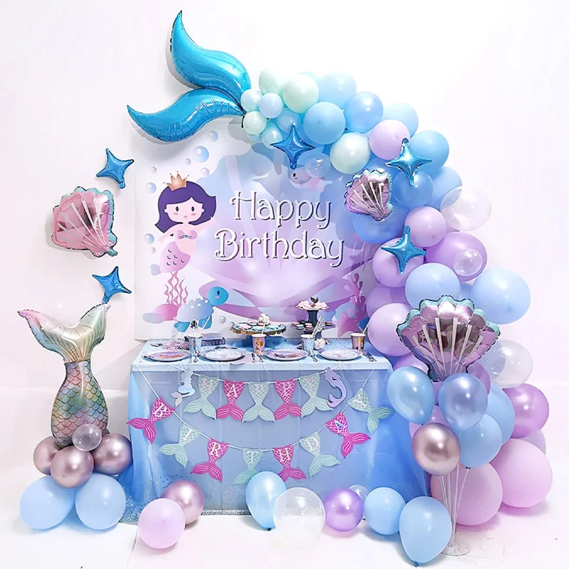Воздушный шар в виде хвоста Русалочки украшение сделай сам задняя АРКА для дня
