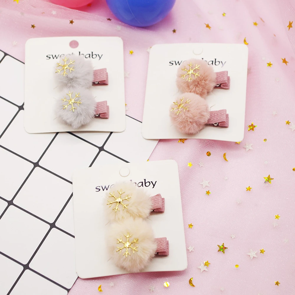 

1Pair Korean Fashion Bow Hair Ball Hairpin Children's Hair Festival Lovely Sweet BB Clip Girl's Hair Accessories Headdress