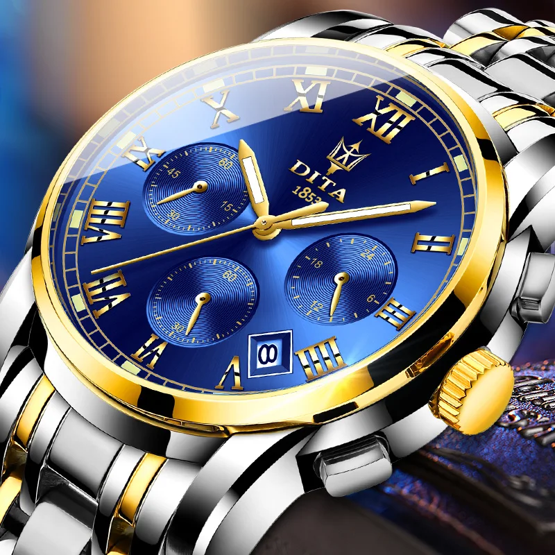 Часы DITAWATCH WReloj Hombre мужские кварцевые роскошные брендовые из нержавеющей стали с