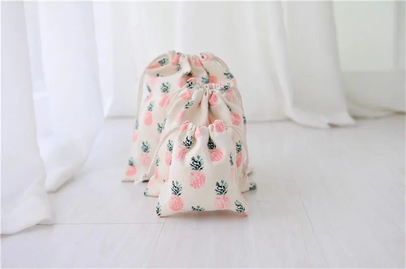 Сумка из хлопка и льна с ананасовым шнурком ручной работы дорожная сумка для