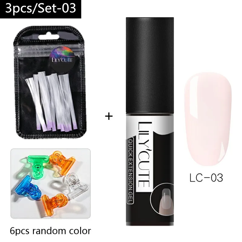 33 LILYCUTE 20ml Poly Extension Gel Kit Quick Building Gel White Clear LED Acrylic Builder Nail Tips Nail Art Gel Brush Tool Set - Цвет: 33