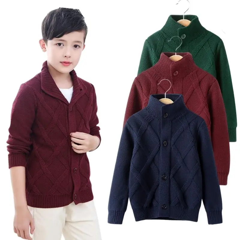 

Winter Kids Baby Boys Sweaters Autumn Full Sleeve Solid Knitted Outwear Coat Children Turtle Neck Cardigan Jacket Fashion Top