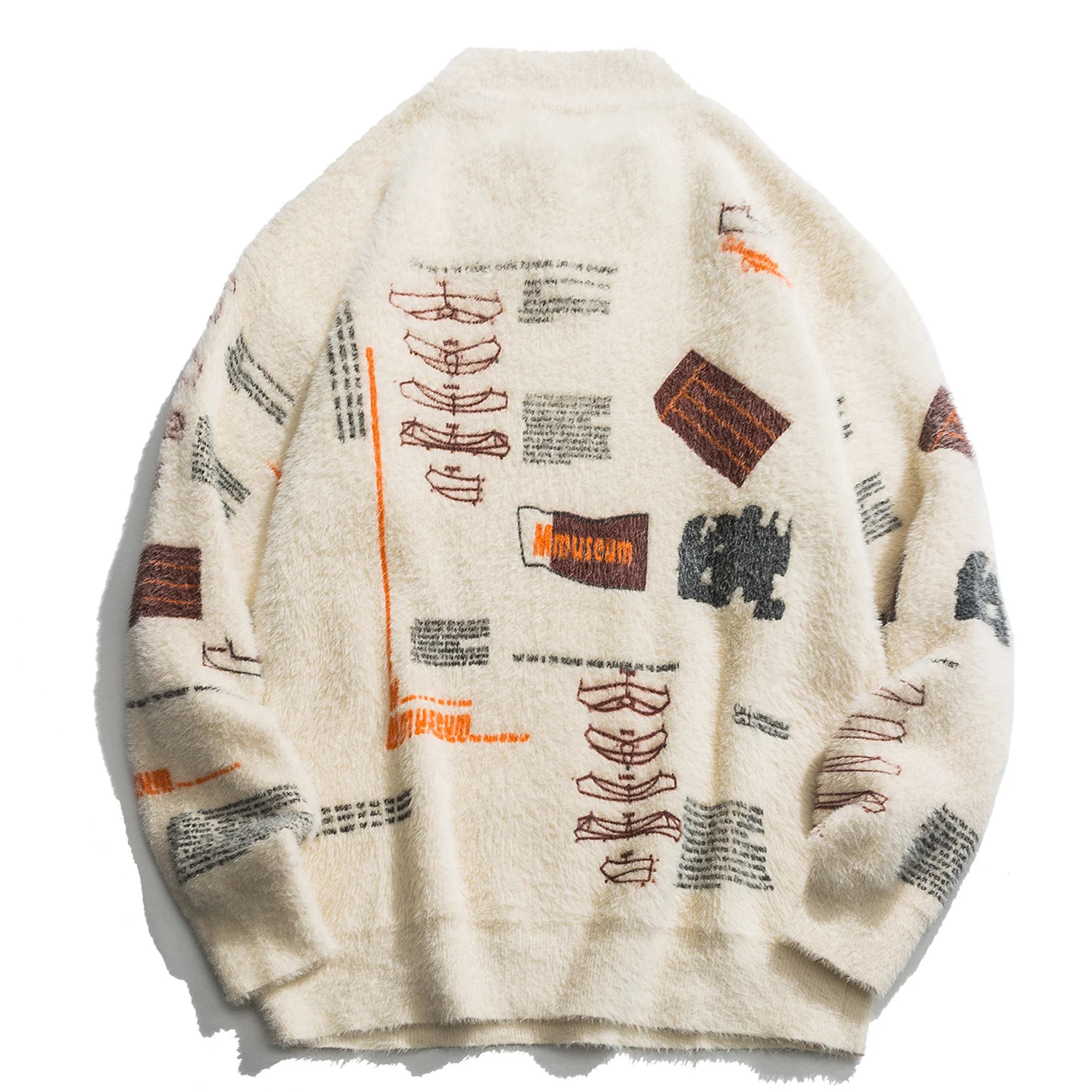 Мужской трикотажный пуловер с надписью граффити свитер в стиле Харадзюку