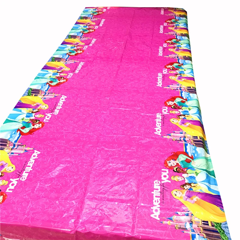 Столешница размером 260x108 см с изображением Белоснежки, Рапунцель и Белль для детской вечеринки в стиле принцесс.