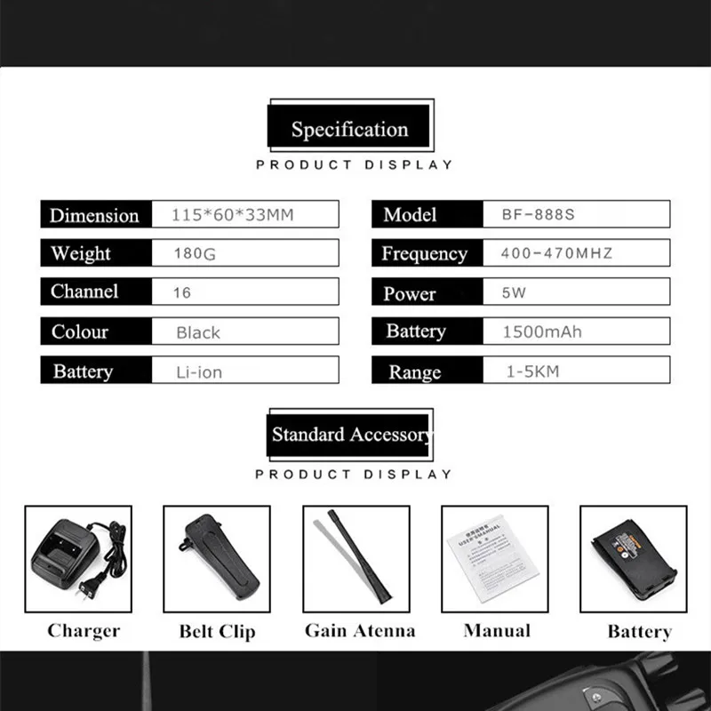 Портативная рация Baofeng 888s 5W Двусторонняя радиосвязь 400 470 МГц UHF BF 888S H777|Рации| |