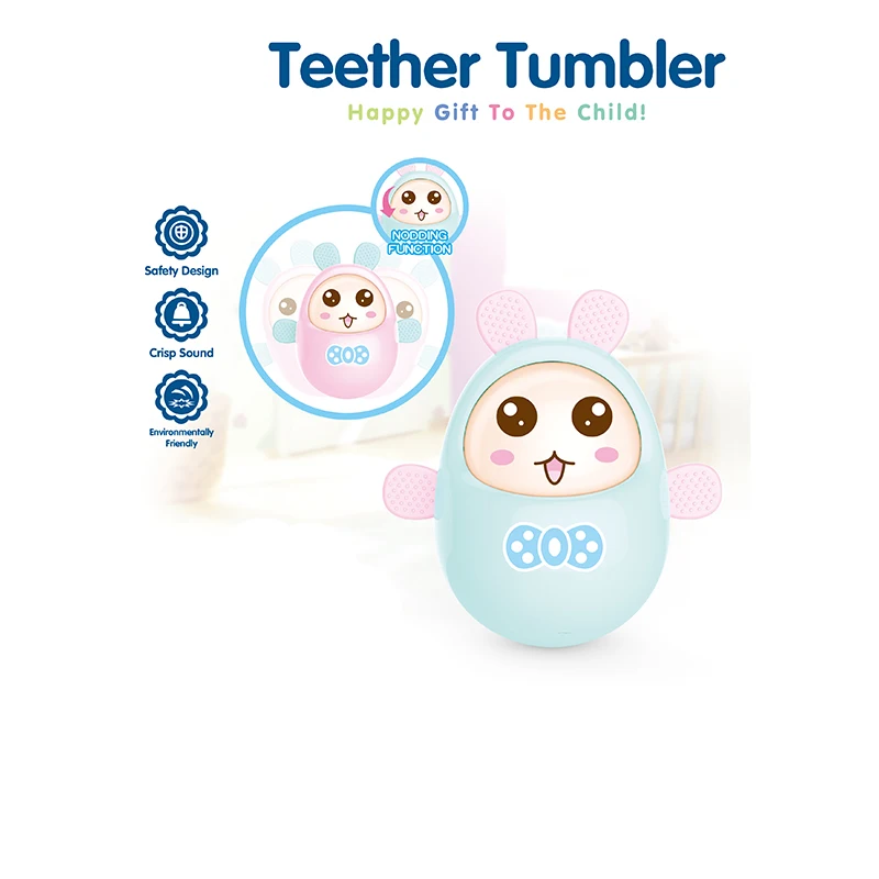 

Baby Rattle Mobile Doll Bell Blink Eyes Tumbler Silicon Teether Toy Fun for Newborns Gift Baby 0-12 Months Toys Cute Toys Child