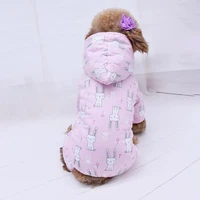 transer cute rabbit print windproof warm dog jumpsuit pet dog hoody coat puppy clothes tracksuit four legs winter apparel