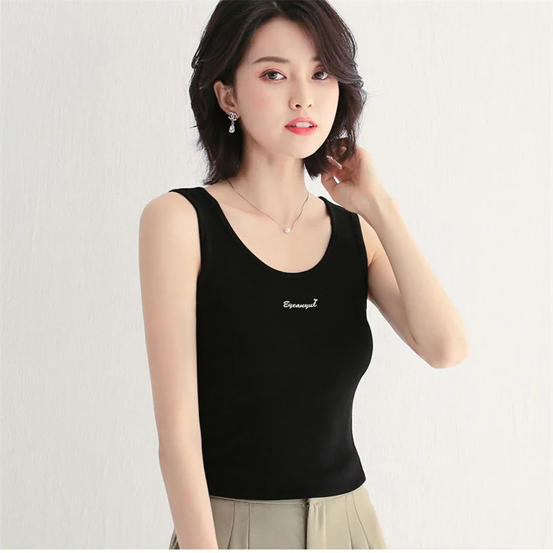 

Women Sexy Knitted Tank Tops Camisole Strap Vest Crop Tops Casual Outer Wear Bottoming Sleeveless Top Leisure Streetwear