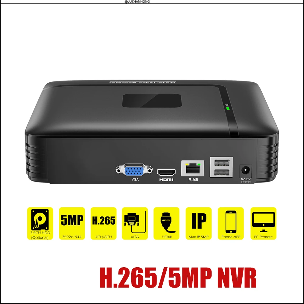 

H.265 5MP NVR 16CH 9CH 5MP Network Video Recorder p2p CCTV NVR HDMI USB VGA