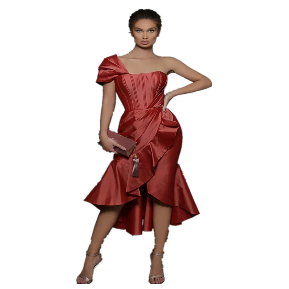 

Женское Короткое платье из искусственного шелка, с оборками