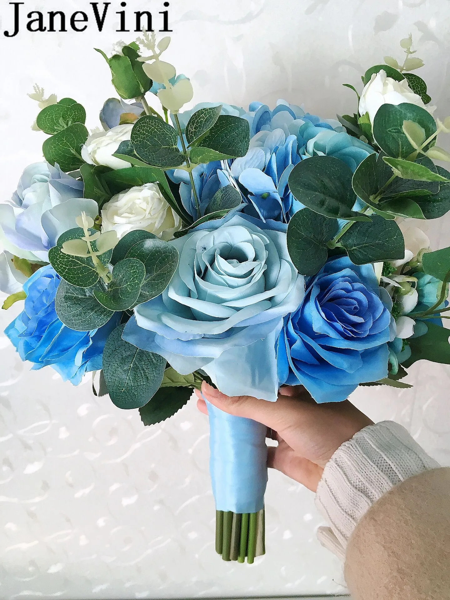 Свадебный букет JaneVini в западном стиле синие Искусственные Свадебные цветы