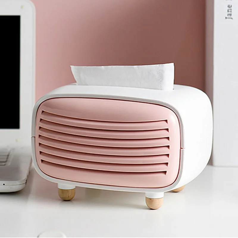 

Creative art fashion Pink green tissue box Retro radio styling Living room office decorative tissue box