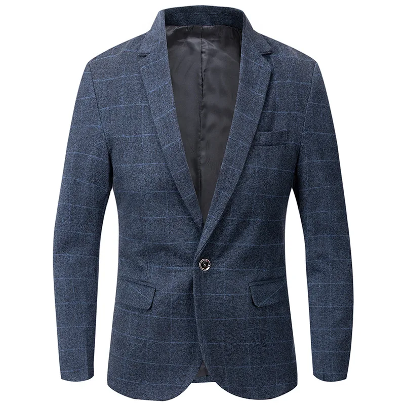 

Mens Blazers New Arrivals Spring Autumn Men's Fashion Plaid Suit Coat Business Casual Slim Suit Jacket Male Clothes Outerwear