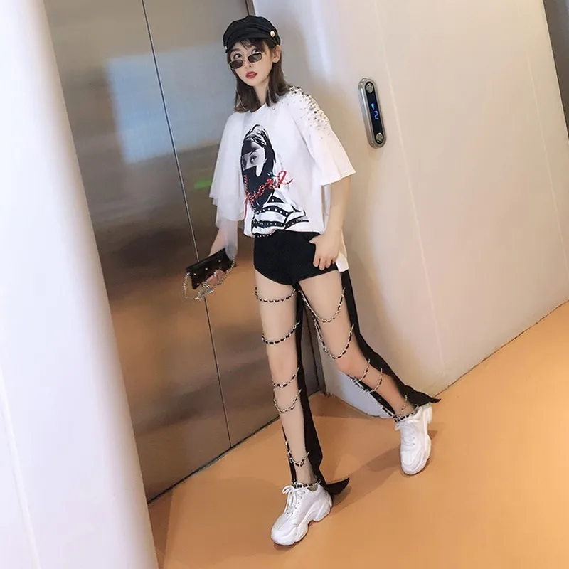 Новые брендовые пикантные женские джинсовые брюки в стиле панк с вырезами на