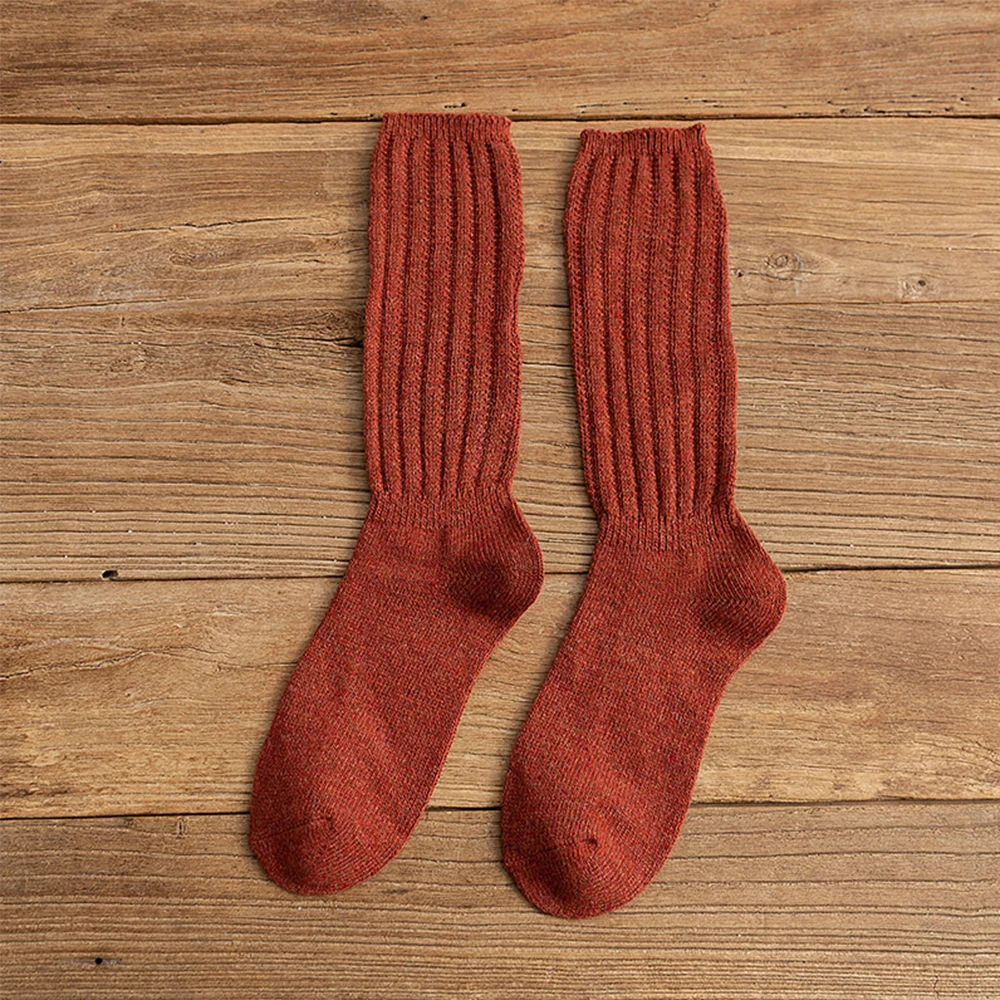 

New Autumn Winter Solid Color Cotton Socks Warm Women's Socks Soft Comfortable Knitted Girls Casual Socks Middle Long Female Sox