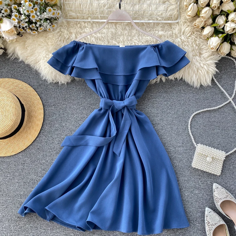 Boho оборками 2020 с открытыми плечами сексуальное короткое облегающее платье