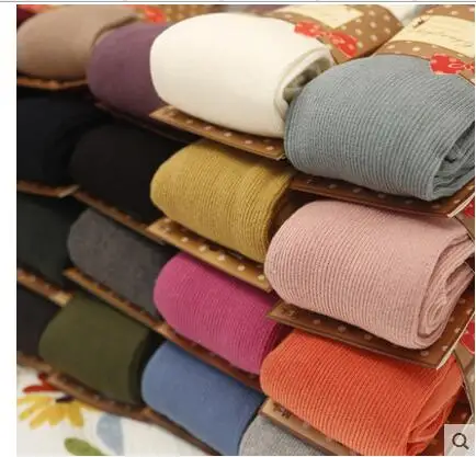 Высокоэластичные колготки женские теплые полностью хлопковые с вертикальным