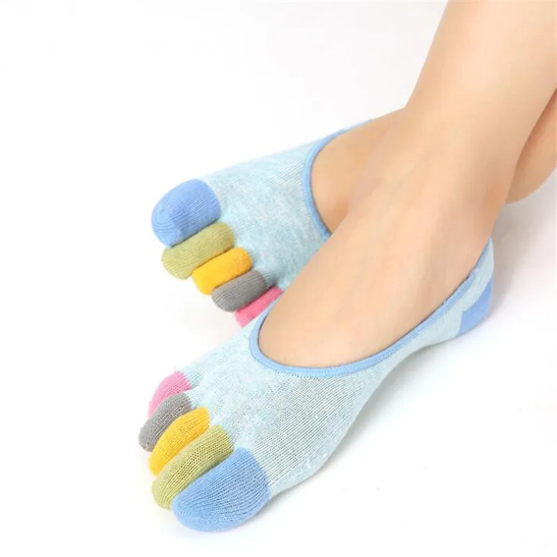 Summer Autumn Women's Five Toe Socks 5Pairs/Set Shallow Mouth Pink Short Sock Female Ladies Cotton Finger Boat Socks