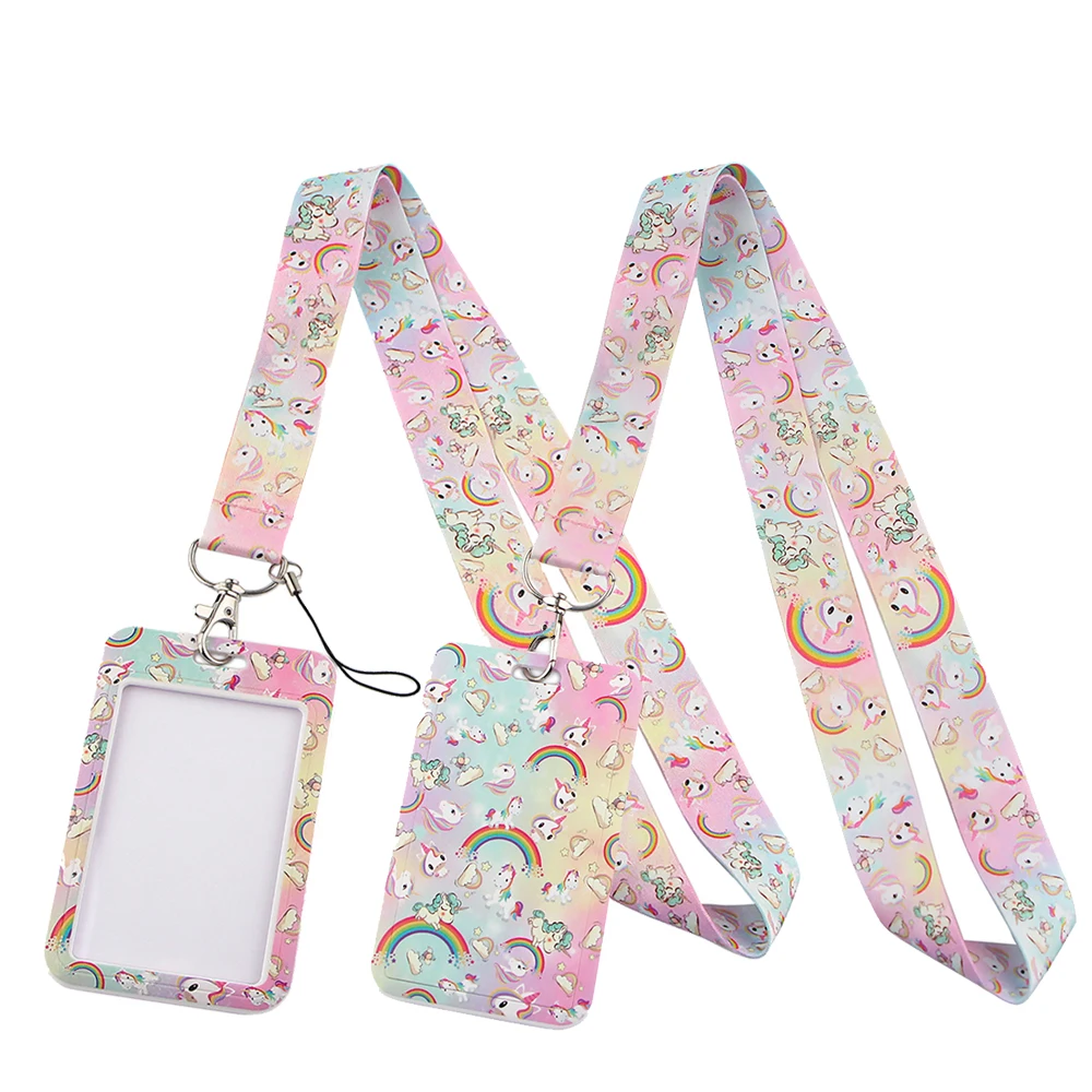 

LT388 Rainbow Unicorn Key lanyard Car Keychain Personalise Office ID Card Pass Gym Mobile Phone Key Ring Badge Holder Jewelry