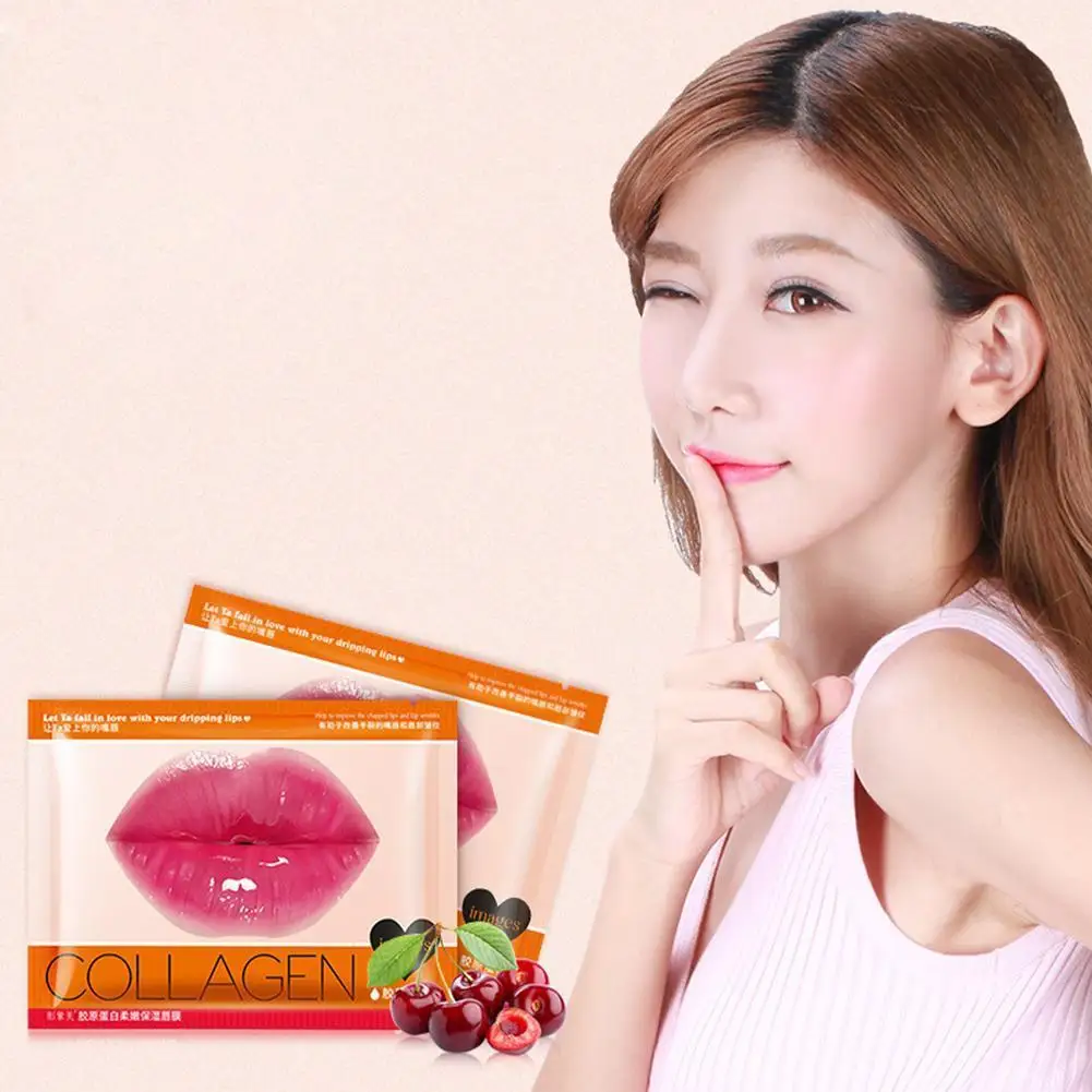 

1 pcs Crystal Collagen Lip Plumper Mask Honey Peach Moisture Mask Scrub Anti Care Gel Lip Lips Patch Aging milk U9H2