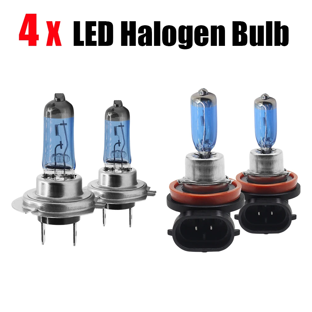Halogen Headlight Buildreamen2 4 X H7 H11 автомобилей головной светильник высокий или низкий пучок+ туман светильник светодиодный галогеновые фары 12V для Фольксваген Touareg 2005-2010 - Color: Halogen Headlight