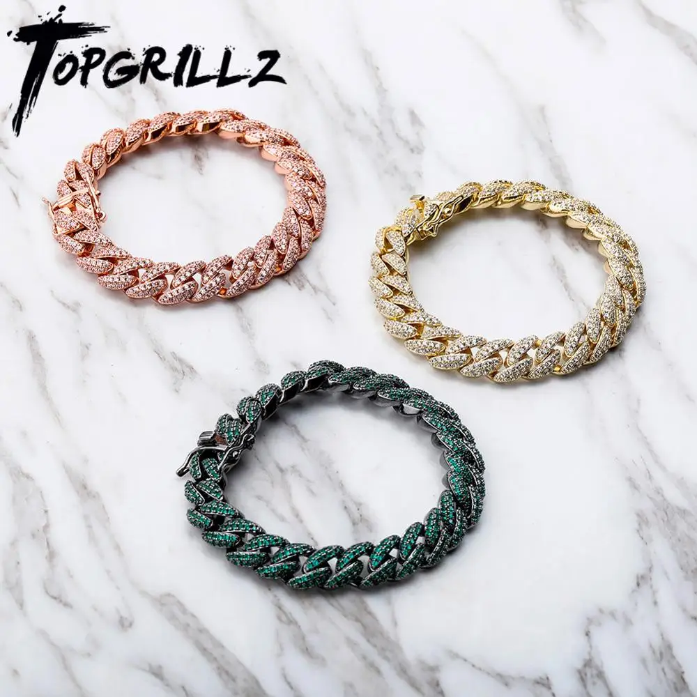 Браслет TOPGRILLZ с фианитом 10 мм 6 цветов 7 дюймов 8 дюймов|Цепочки и браслеты| |