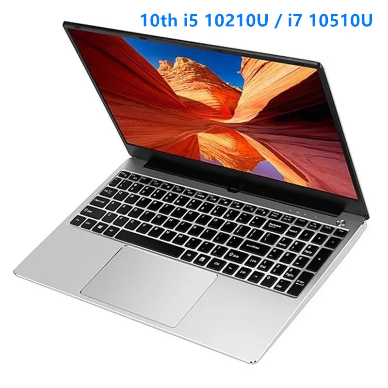 Горячая Распродажа ультратонкий ноутбук 15,6 дюйма, ПК Intel Core i7 10510U i5 10210U, игровой компьютер AC, Wi-Fi, ноутбук с клавиатурой с подсветкой