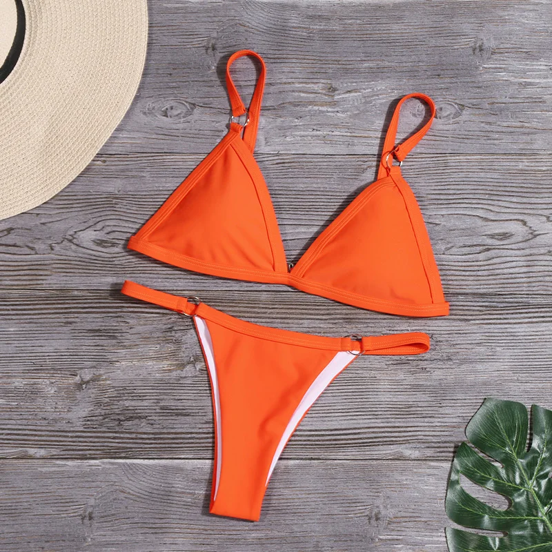 

Bikini 2021 New Summer Solid Bikini Set Low Waist Swimwear Women Brazilian Bathing Suit Sexy Swimsuit Female Brazilian Biquini