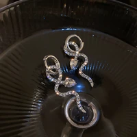 trendy crystal snake drop earrings for women girl temperament jewelry aaa zirconia s925 needle weddings birthday party fine gift