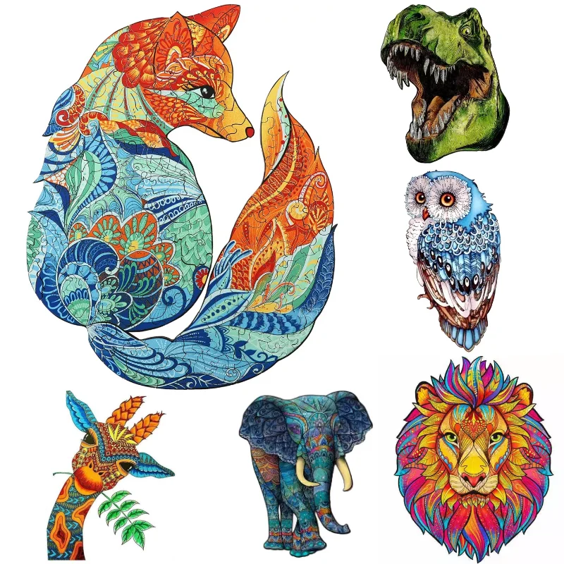 Деревянный пазл 3D игрушка лиса пазлы для взрослых вызов - Цена: 32.9