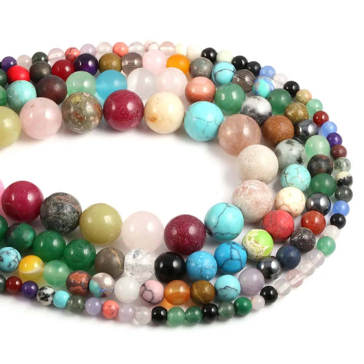 

Natural Stone Beading Mixed color beads Round Loose BeadsIsolation beads for DIY Elegant Necklace Bracelet Jewelry Making