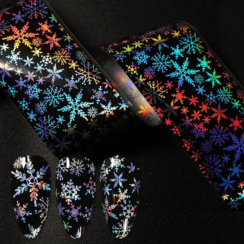 

1 рулон рождественской Блестящей фольги для ногтей со снежинками мраморная серия переводная наклейка для дизайна ногтей украшения для ногт...