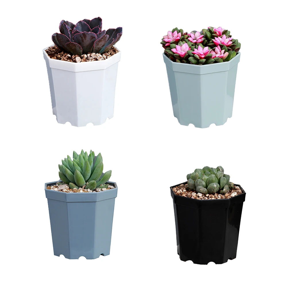 4 шт. Утолщенные цветные Восьмиугольные пластиковые горшки для