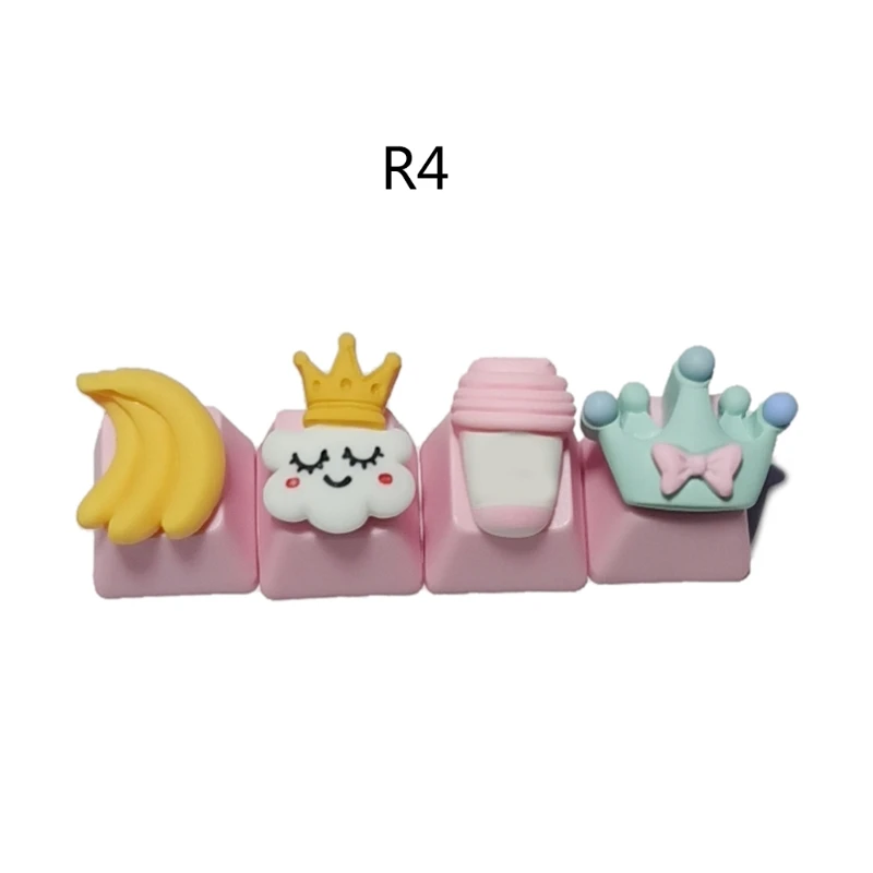 

28TE 1Pc DIY PBT Keycap Pink Cute Cake Ice Cream for mechanical keyboards R4 Height Children's Gifts