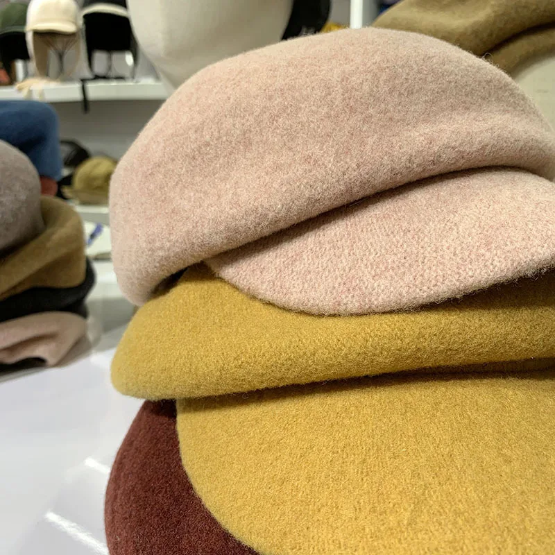 

7 Colors Autumn Winter Women Wool Blend Octagonal Hats Solid Elegant Lady Casual Caps Painter Hat Vintage Fashion Art Sun Visor