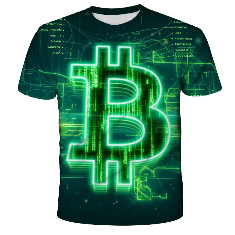 

Best-selling 4-14T Children's T-shirt Trend 3D Print T-shirt Boys Girls Fashion Short Sleeve BTC T-shirt Bitcoin Kids T-shirt